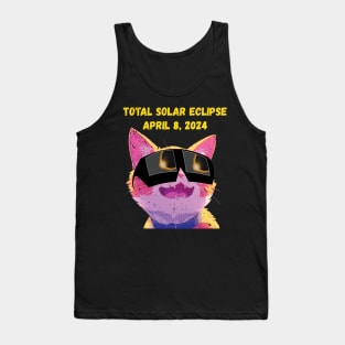 Total Solar Eclipse 2024 Grunge Cat Tank Top